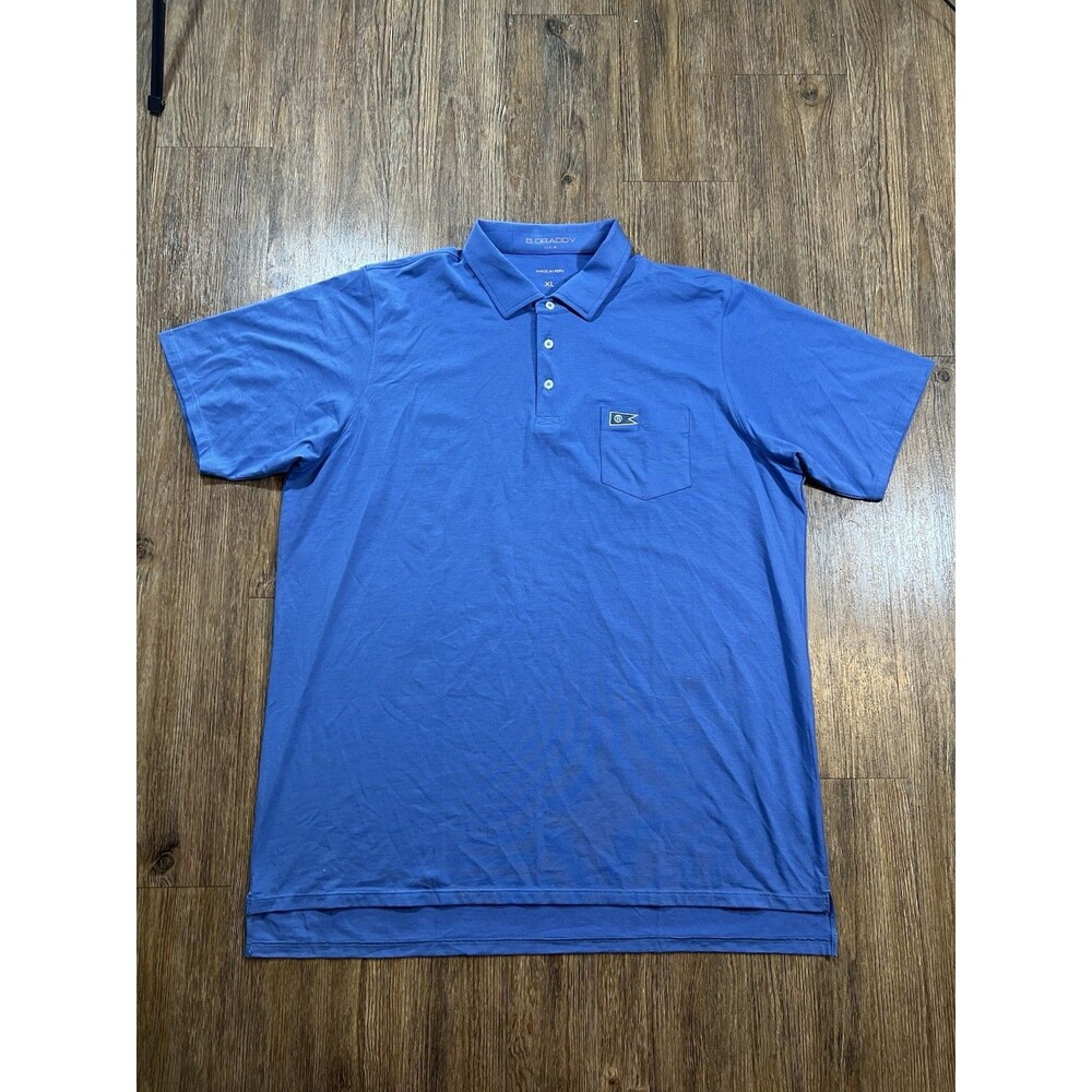 B Draddy Long Sleeve Pima Polo Shirt Mens XL Navy Golf Athleisure Quiet Luxury